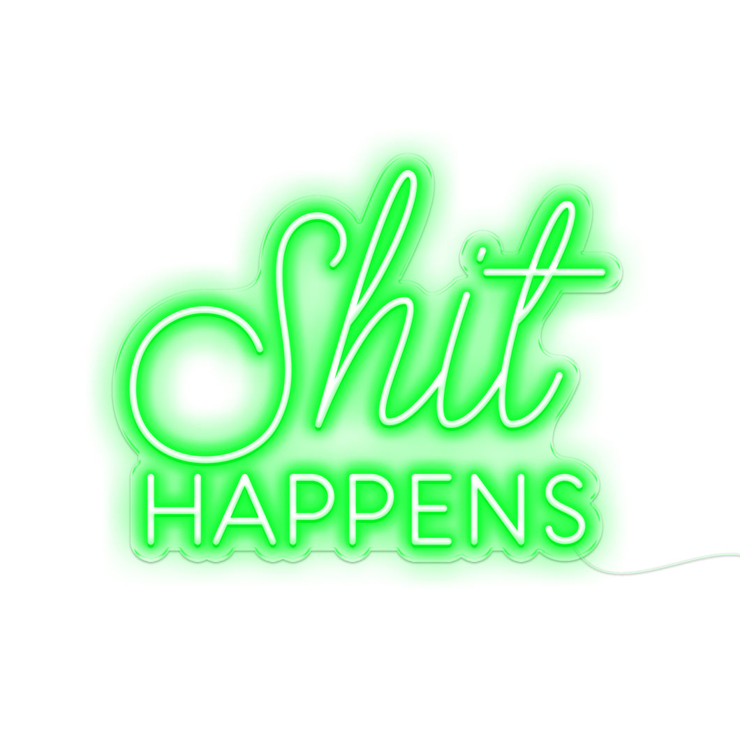 Aqua Blue Shit Happens LED Neon Sign