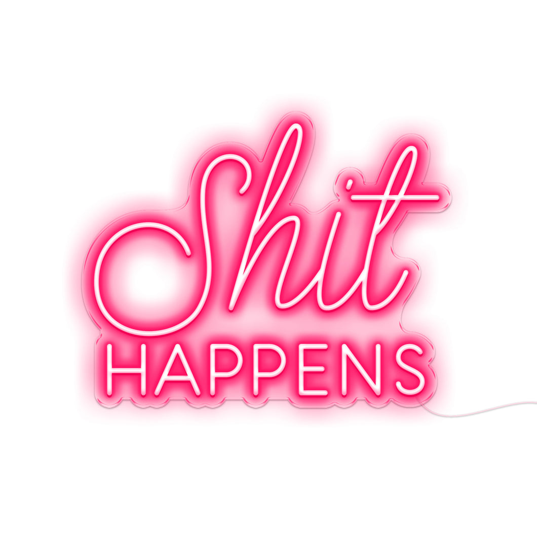 Aqua Blue Shit Happens LED Neon Sign