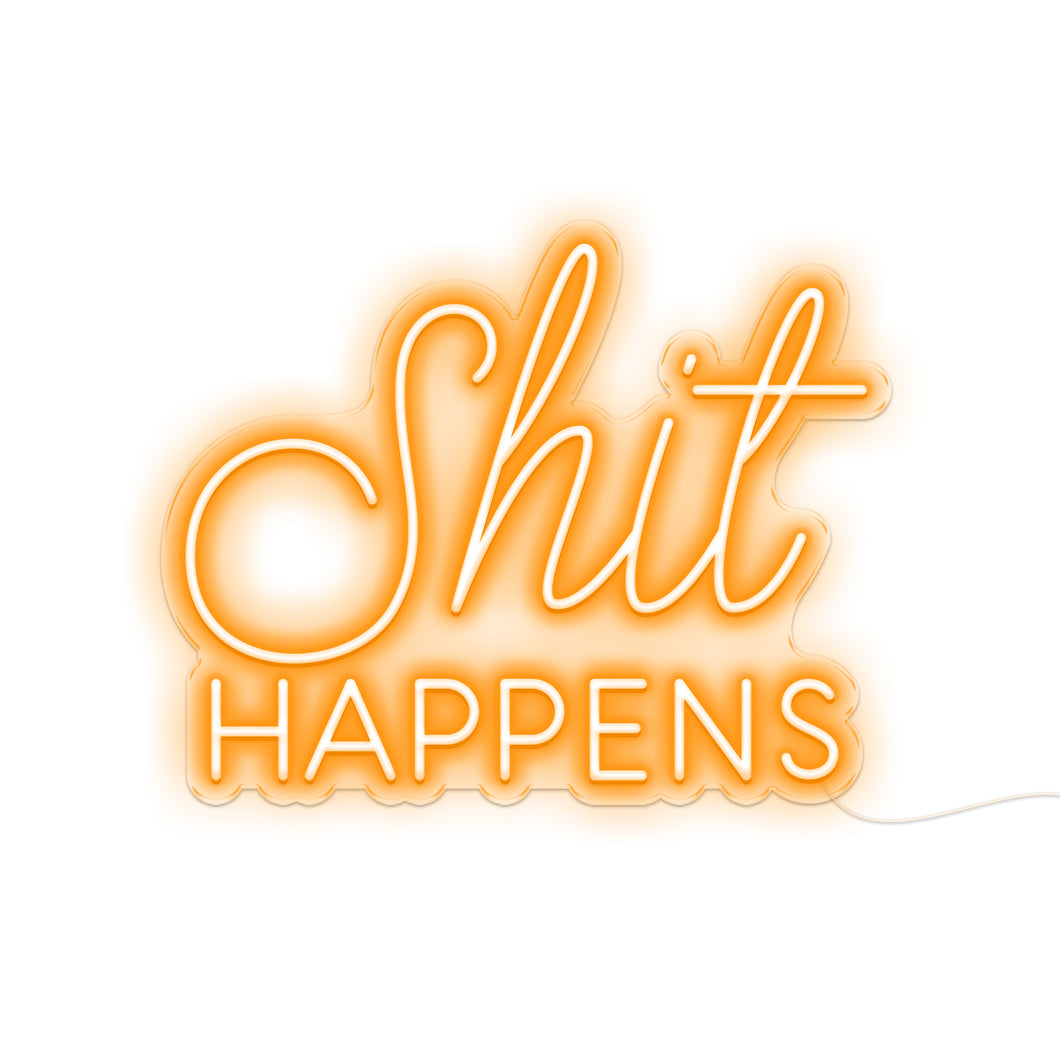 Aqua Blue Shit Happens LED Neon Sign