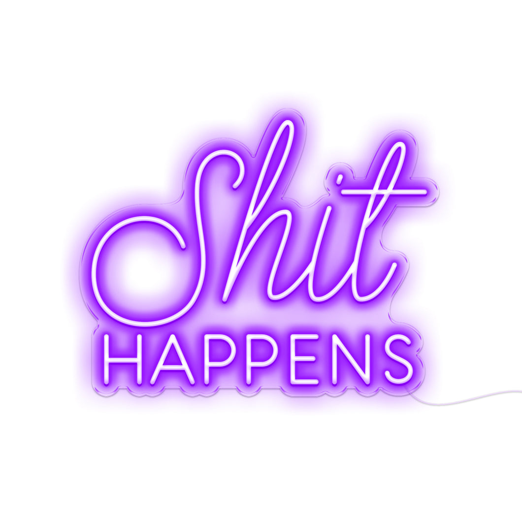 Aqua Blue Shit Happens LED Neon Sign