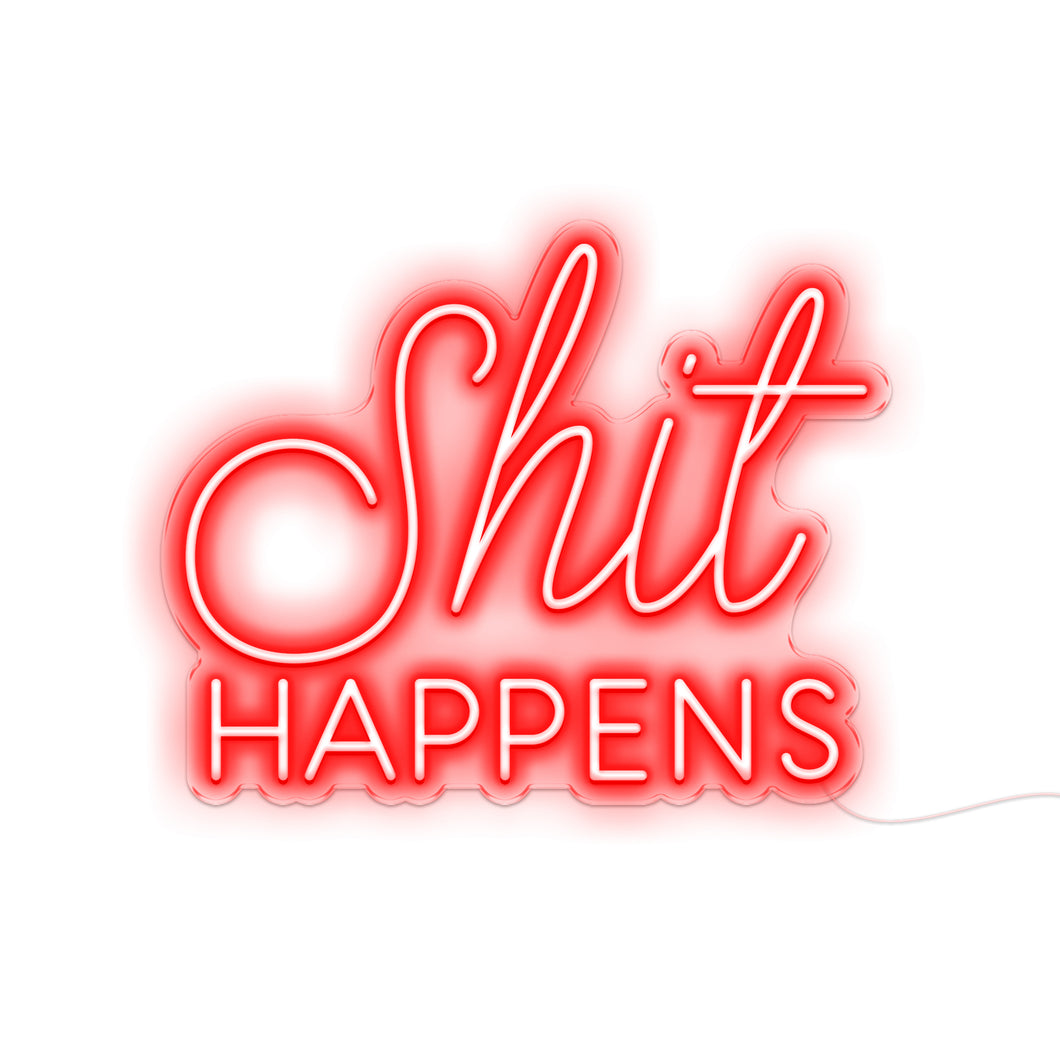 Aqua Blue Shit Happens LED Neon Sign