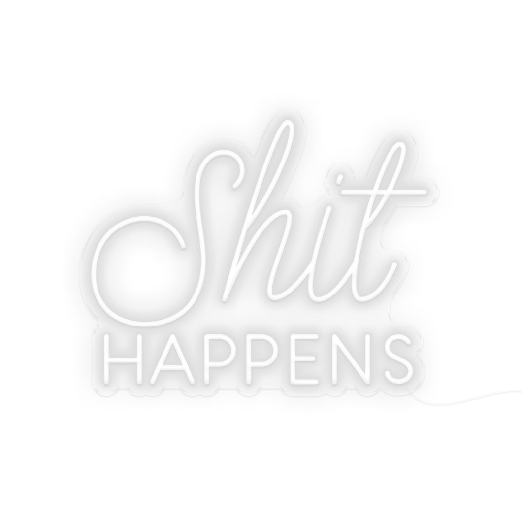 Aqua Blue Shit Happens LED Neon Sign