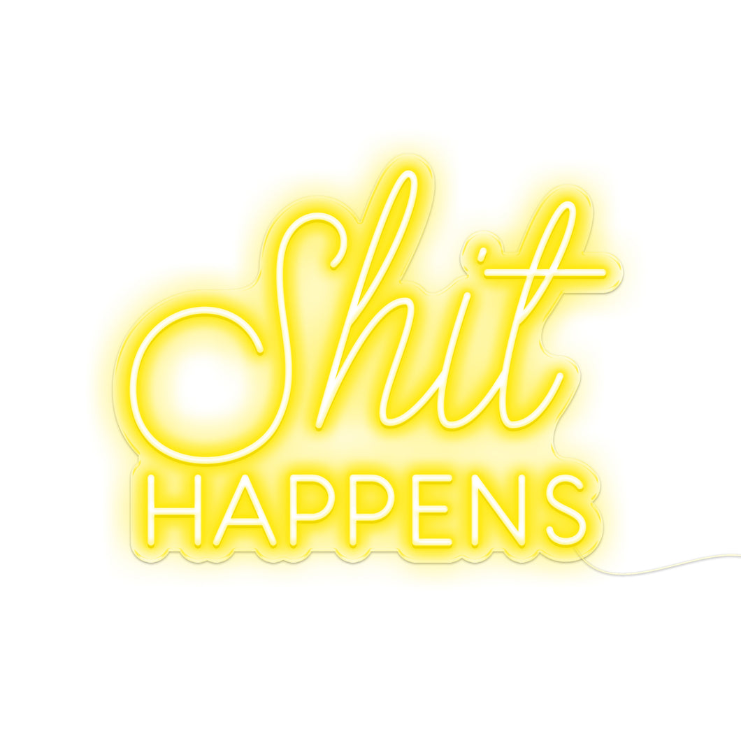 Aqua Blue Shit Happens LED Neon Sign