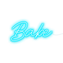 Load image into Gallery viewer, Purchase Sky Blue Colour &quot;Babe&quot; Neon Sign
