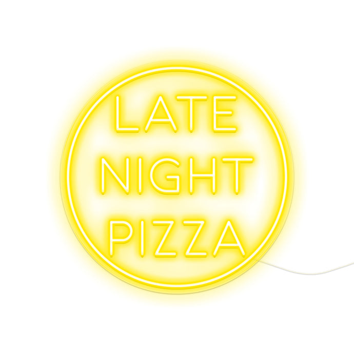 Yellow Colour Late Night Pizza Neon Sign